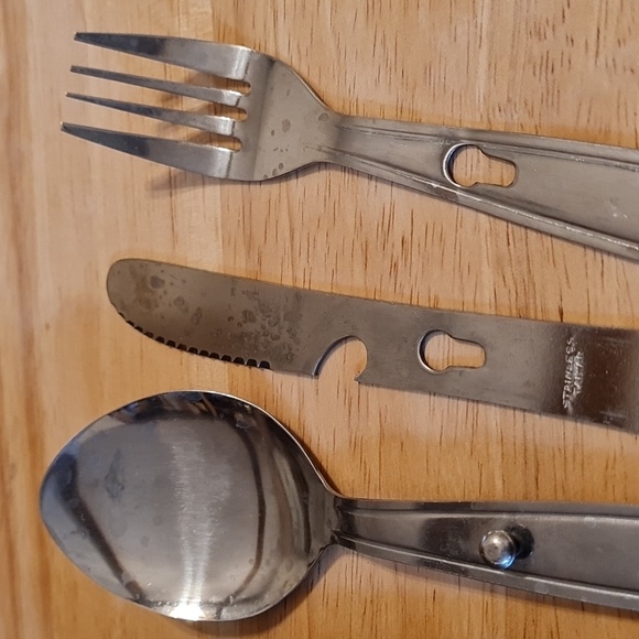 Lunchbox/Camping utensil set. Stainless steel is in GUC. With plastic snap pouch - Picture 4 of 5